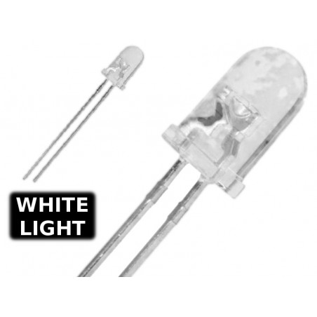 ( 10 pcs ) LED BIANCO WHITE 5mm WATERCLEAR 14000 mcd 3.2V