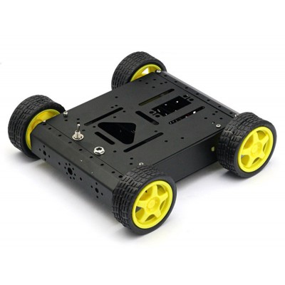 4WD Drive Aluminum Mobile Car Robot Platform for Arduino - Black Version