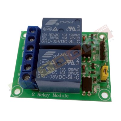 Relay Module with Optoisolated input - 2 Channels 10A - 5V Supply - Arduino PIC AVR
