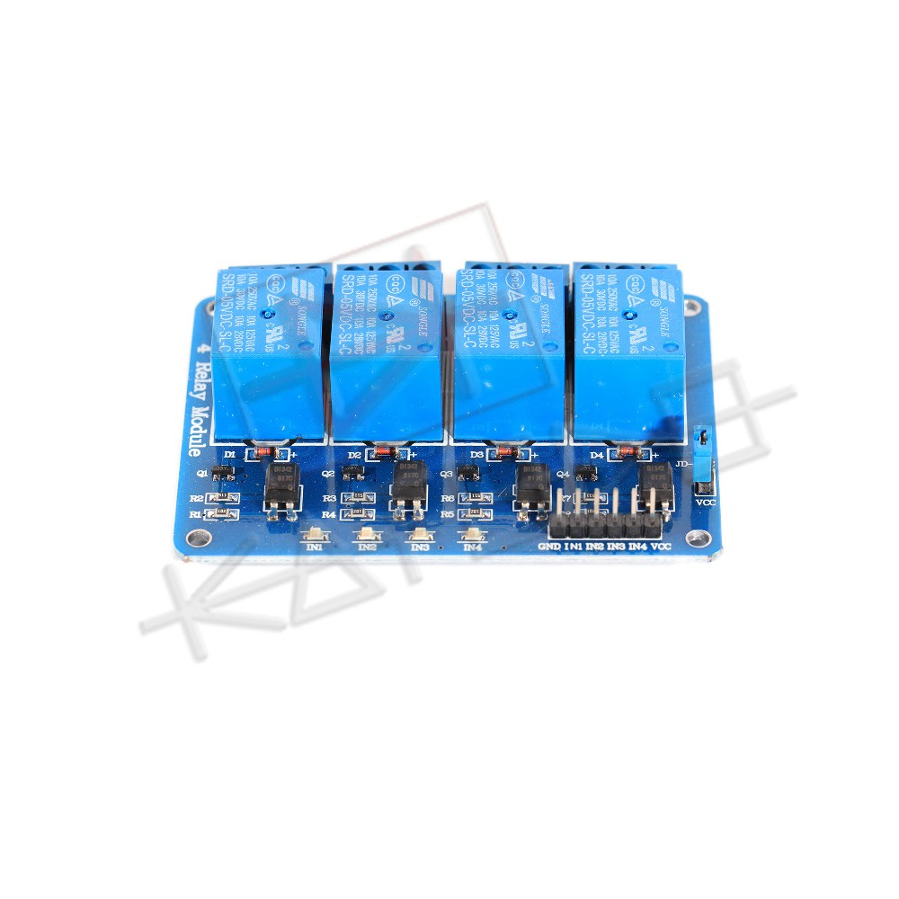 Relay Module with Optoisolated input - 4 Channels 10A - 5V Supply - Arduino PIC AVR