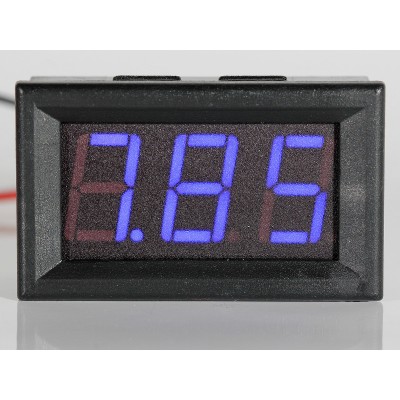 Panel Meter Voltmeter 0,56 inch (14,2mm) LED  0-32V  2 or 3 wire input - BLUE