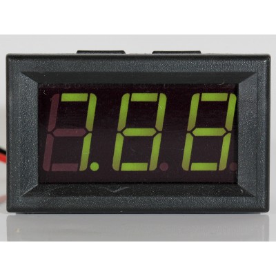 Panel Meter Voltmeter 0,56 inch (14,2mm) LED  0-32V  2 or 3 wire input - GREEN