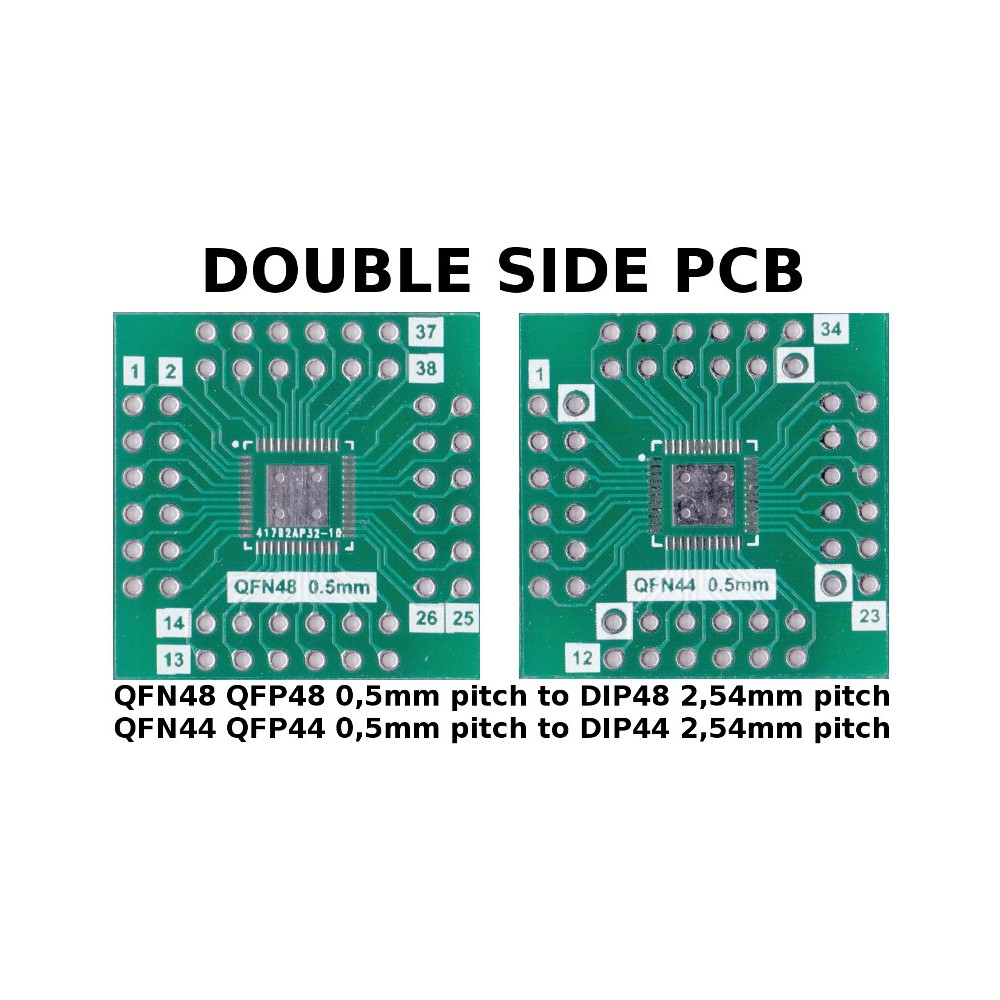 5 pcs - PCB QFN48 QFP48 QFN44 QFP44 0,5mm pitch to DIP44 / DIP48 2,54mm pitch ADAPTER
