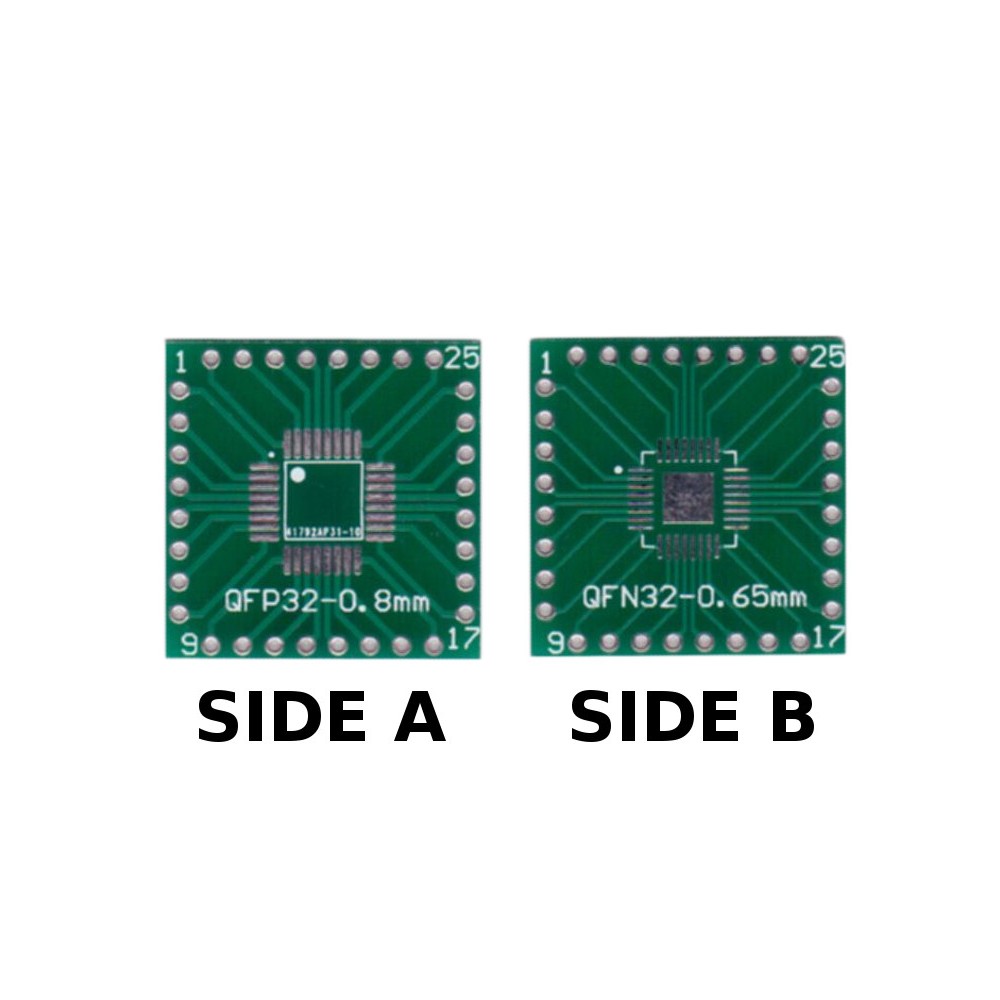 5 pcs - PCB QFP32 0,8mm and QFN32 0,65mm to DIP adapter