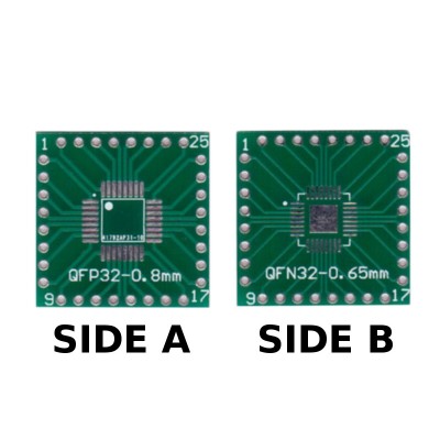 5 pcs - PCB QFP32 0,8mm and QFN32 0,65mm to DIP adapter