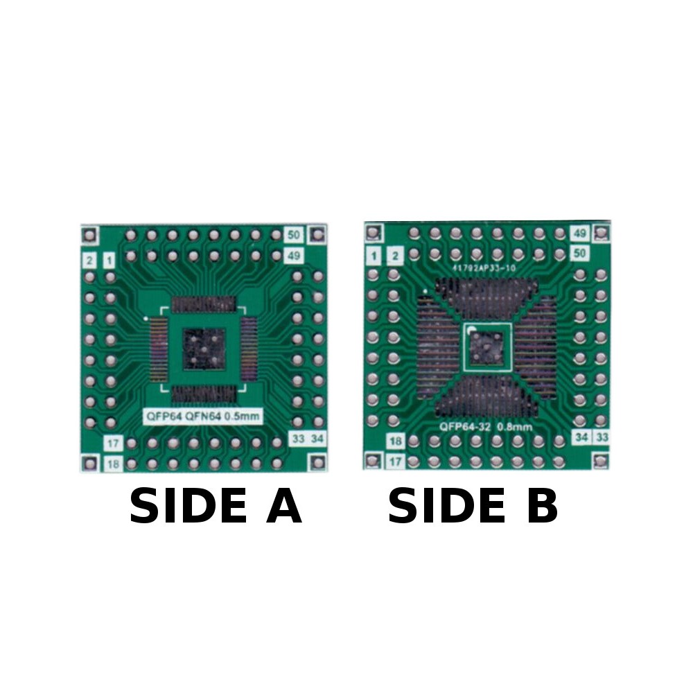 5 pcs - PCB QFP64-32 0,8mm and QFP64 QFN64 0,5mm to DIP adapter