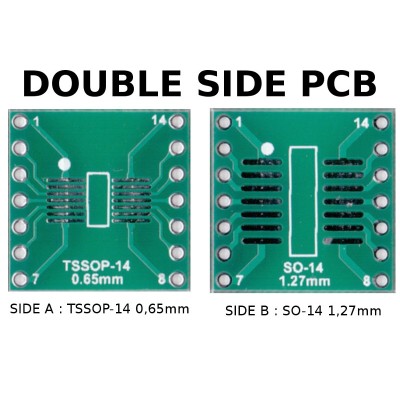 5 pcs - PCB TSSOP14 0,65mm and SO-14 1,27mm to DIL ADAPTER