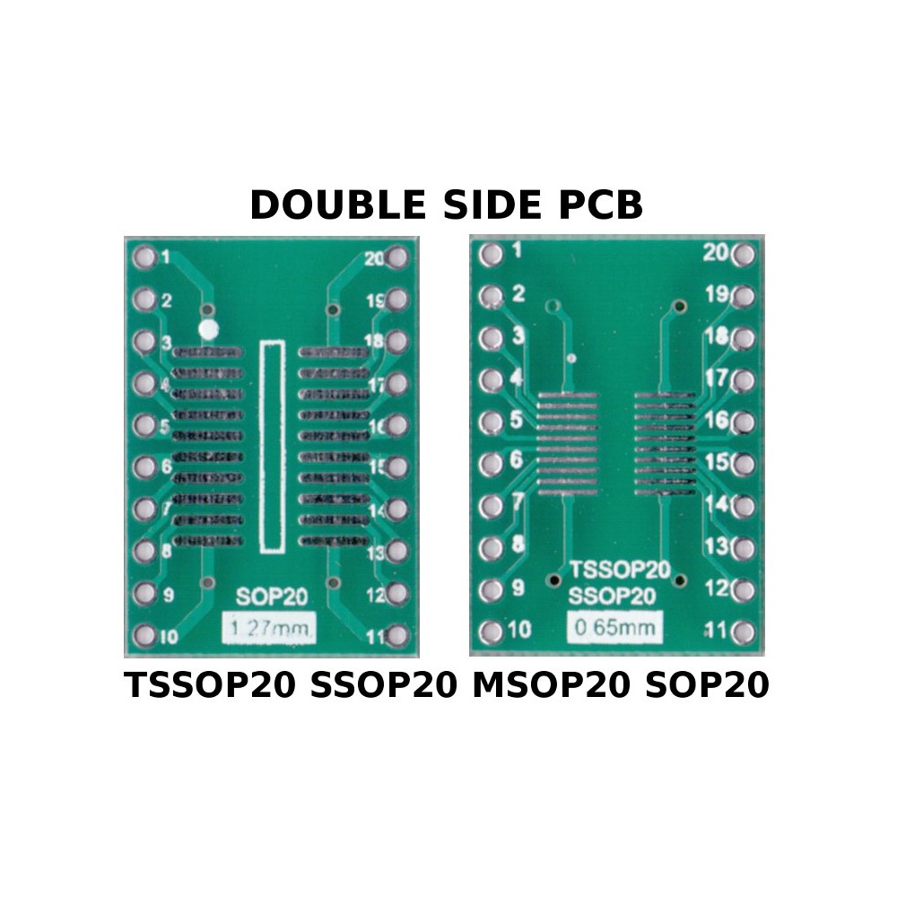 5 pcs - PCB TSSOP20 SSOP20 MSOP20 SOP20 to DIL ADAPTER