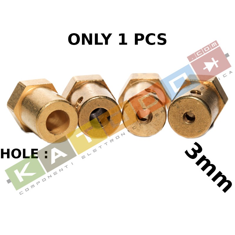 1pcs HUB 12mm HEX, 3mm internal diameter, 18mm length, with screw
