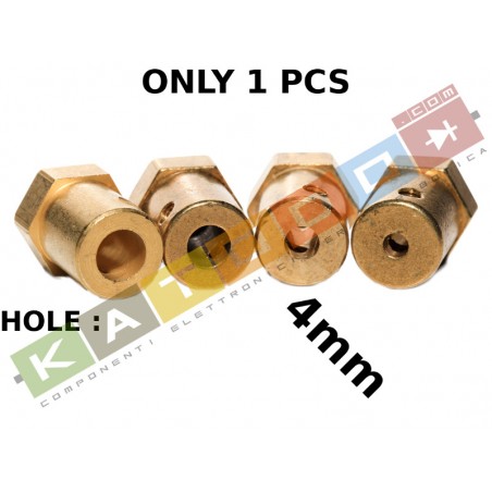 1pcs HUB 12mm HEX, 4mm internal diameter, 18mm length, with screw
