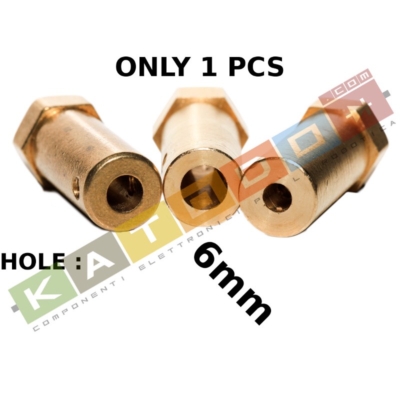 1pcs HUB 12mm HEX, 6mm internal diameter, 30mm length, with screw