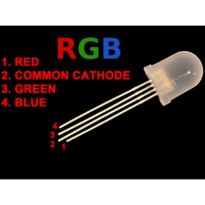 ( 10 pcs ) LED RGB 5mm DIFFUSED - COMMON CATHODE 4-PINS Super Bright Bulb Lamp L7