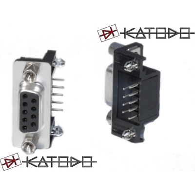 CONNETTORE  D-SUB 9 PIN C.S. 90° FEMMINA CON CLIPS FISSAGGIO