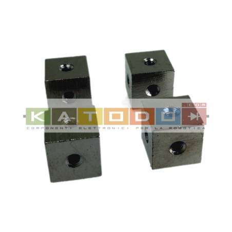 4 pcs - Mounting Cube 3xM3/12x12 Brass nickel plated - Ettinger cod 05.60.534