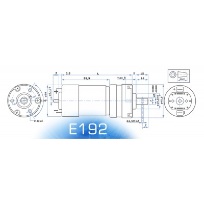 Motoriduttore E192.12.49 WOC 12Vdc 160Ncm 82pm 20W