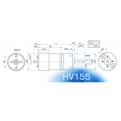 Gear Motors HV155.12.43 12V 18Ncm 43:1 WOC