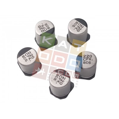 ( 5 pcs ) Aluminum Electrolytic Capacitors Radial SMD 220uF 16V 105°C Ø 6,3mm H 7,7mm LOW-ESR