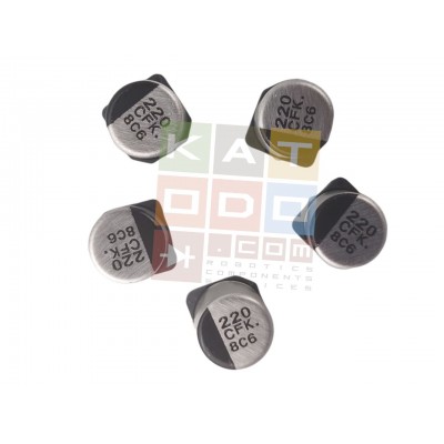 ( 5 pcs ) Aluminum Electrolytic Capacitors Radial SMD 220uF 16V 105°C Ø 6,3mm H 7,7mm LOW-ESR