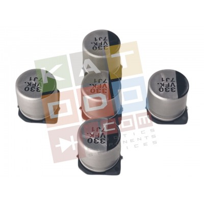( 5 pcs ) Aluminum Electrolytic Capacitors Radial SMD 330uF 35V 105°C  Ø 10,0mm H 10,2 mm LOW-ESR