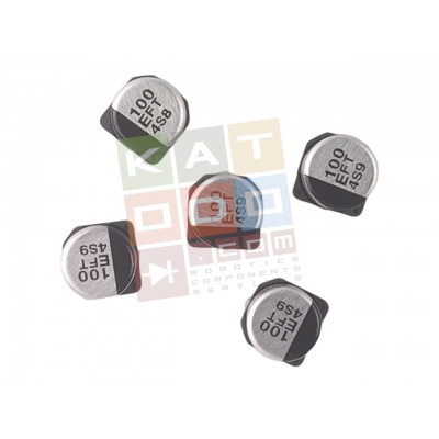 ( 5 pcs ) Aluminum Electrolytic Capacitors Radial SMD 100uF 25V 105°C  Ø 6,6mm  H 6,1mm - Automotive