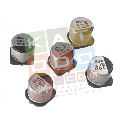 ( 5 pcs ) Aluminum Electrolytic Capacitors Radial SMD 100uF 25V 105°C  Ø 6,6mm  H 6,1mm - Automotive