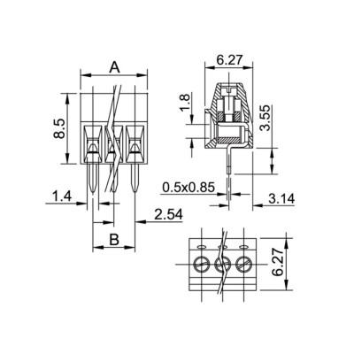 ( 5 pezzi ) - Connettore 4 poli passo 2,54mm - Fissaggio Vite - 8A 120V AWG 18-26