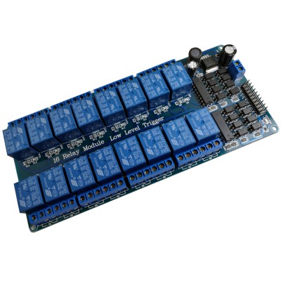 Relay Module with Optoisolated input - 16 channel 10A - 12V Supply - Low Level Trigger - Arduino Compatible