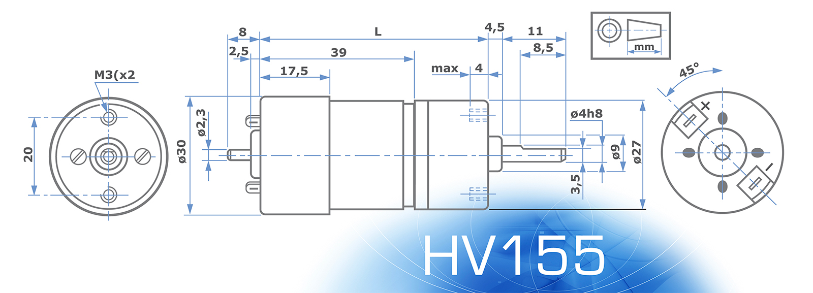 HV155 Motor without ENCODER